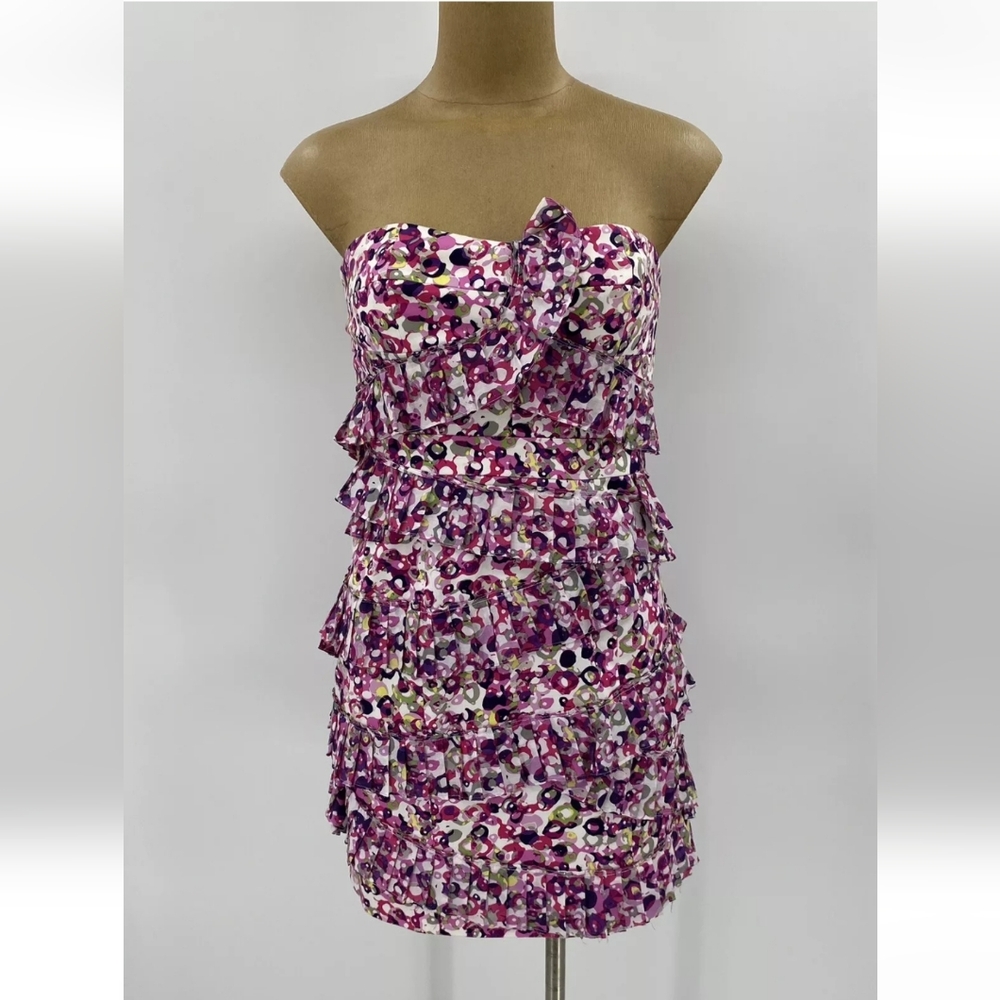 Cynthia Steffe Noelle Womens Strapless Dress Vibrant Colors Sz 6